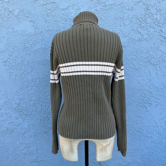 Y2k Ribbed Sweater Turtleneck Army Green Old Navy Size Medium grunge - Picture 6 of 7
